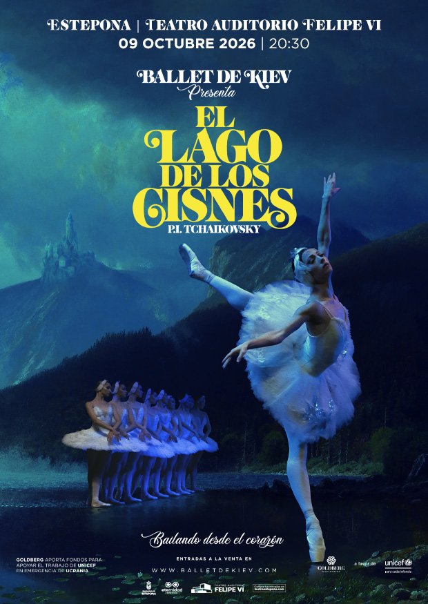 Cartel de El Lago de los Cisnes. Ballet de Kiev — Auditorio Felipe VI, Estepona