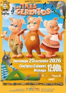Cartel de JABETÍN TEATRO LOS TRES CERDITOS — La Cochera Cabaret, Málaga